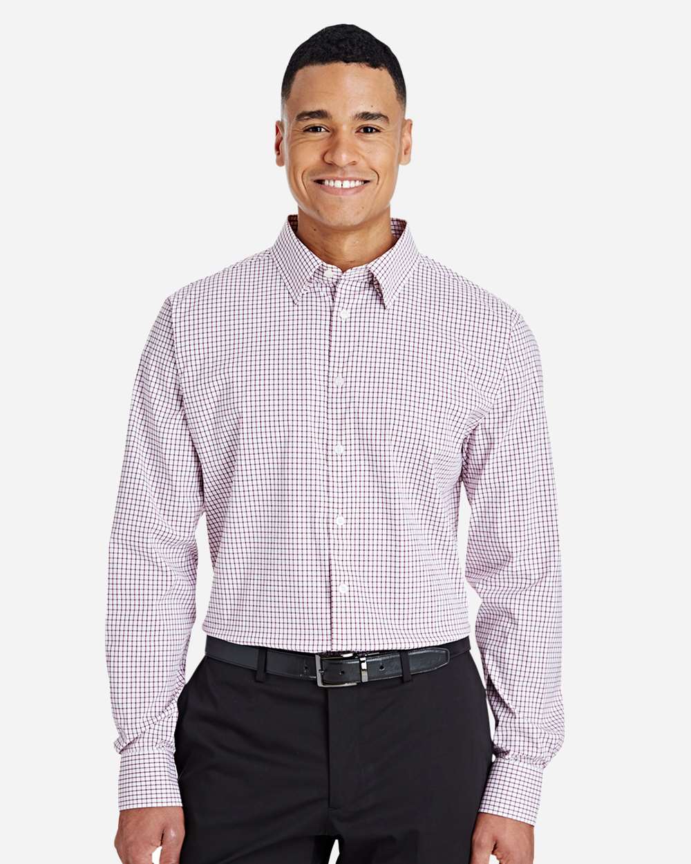 Devon & Jones-DG540-Men's CrownLux Performance® Micro Windowpane Woven Dress Shirt - Image 2