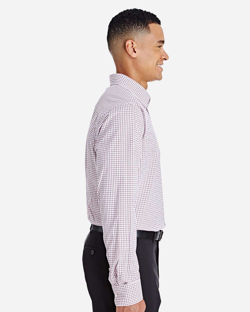 Devon & Jones-DG540-Men's CrownLux Performance® Micro Windowpane Woven Dress Shirt - Image 3