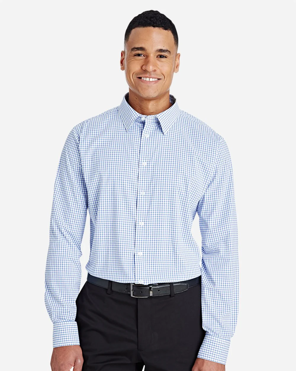 Devon & Jones-DG540-Men's CrownLux Performance® Micro Windowpane Woven Dress Shirt - Image 5
