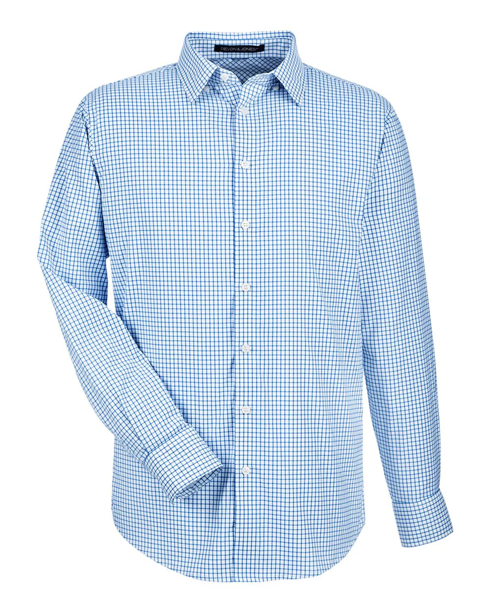 Devon & Jones-DG540-Men's CrownLux Performance® Micro Windowpane Woven Dress Shirt - Image 6
