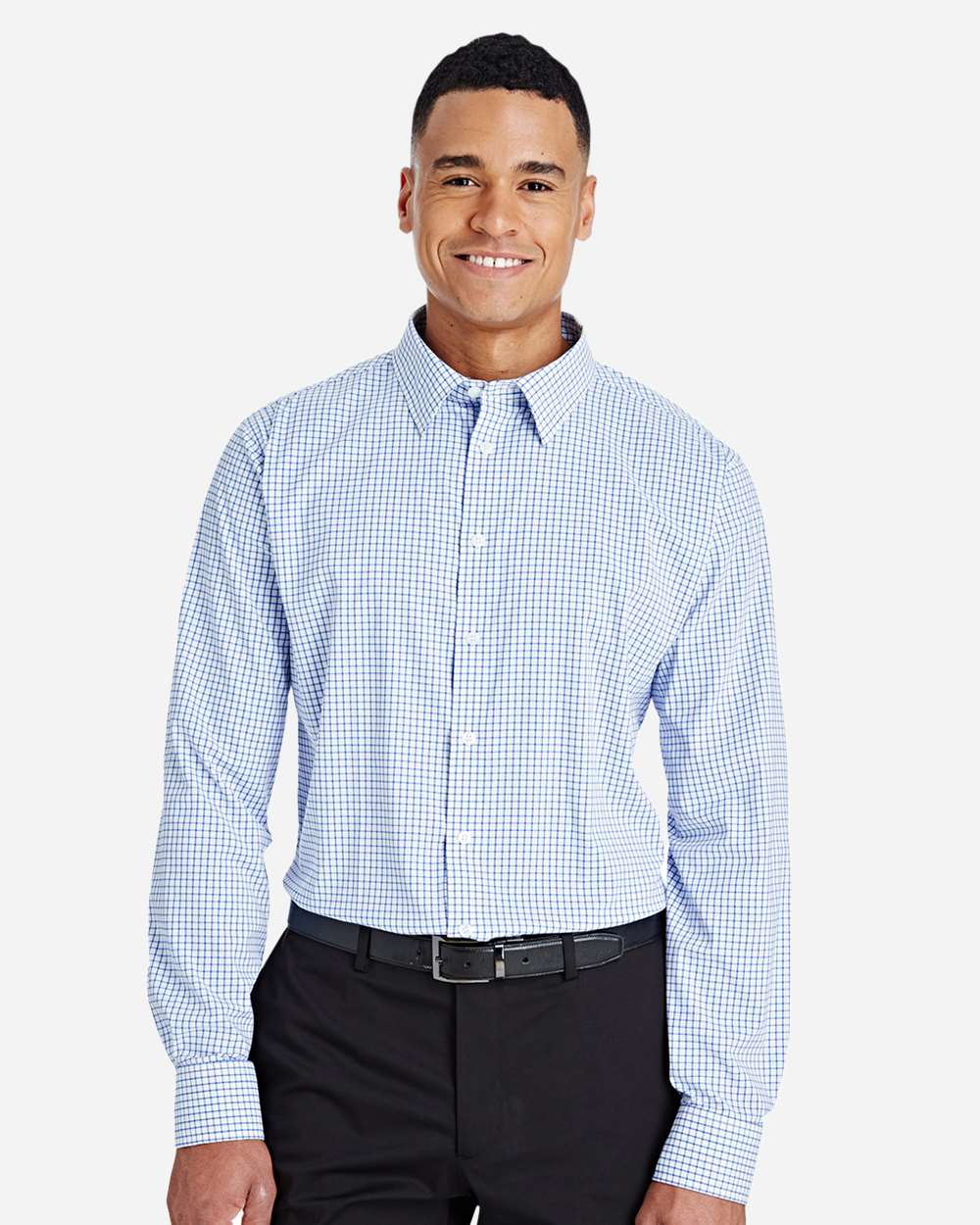 Devon & Jones-DG540-Men's CrownLux Performance® Micro Windowpane Woven Dress Shirt - Image 7