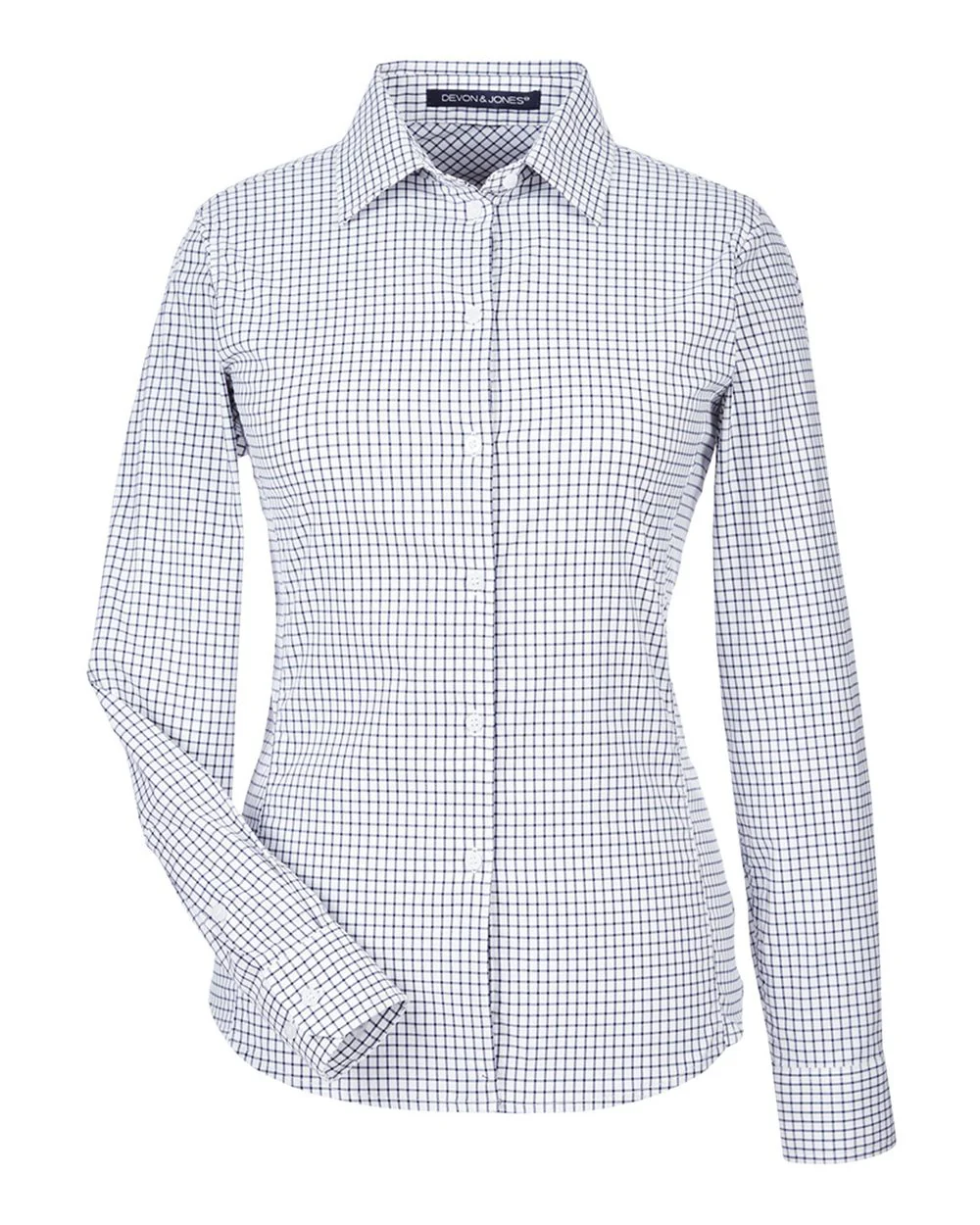 Devon & Jones-DG540W-Women's CrownLux Performance® Micro Windowpane Woven Dress Shirt - Image 10