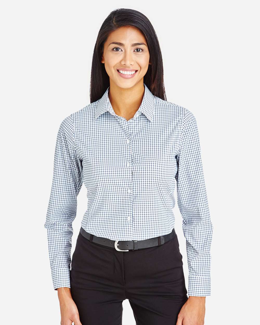 Devon & Jones-DG540W-Women's CrownLux Performance® Micro Windowpane Woven Dress Shirt - Image 11