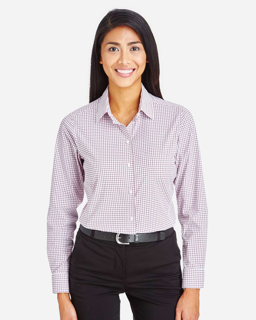 Devon & Jones-DG540W-Women's CrownLux Performance® Micro Windowpane Woven Dress Shirt - Image 2