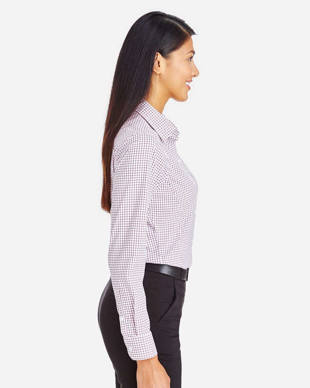 Devon & Jones-DG540W-Women's CrownLux Performance® Micro Windowpane Woven Dress Shirt - Image 3