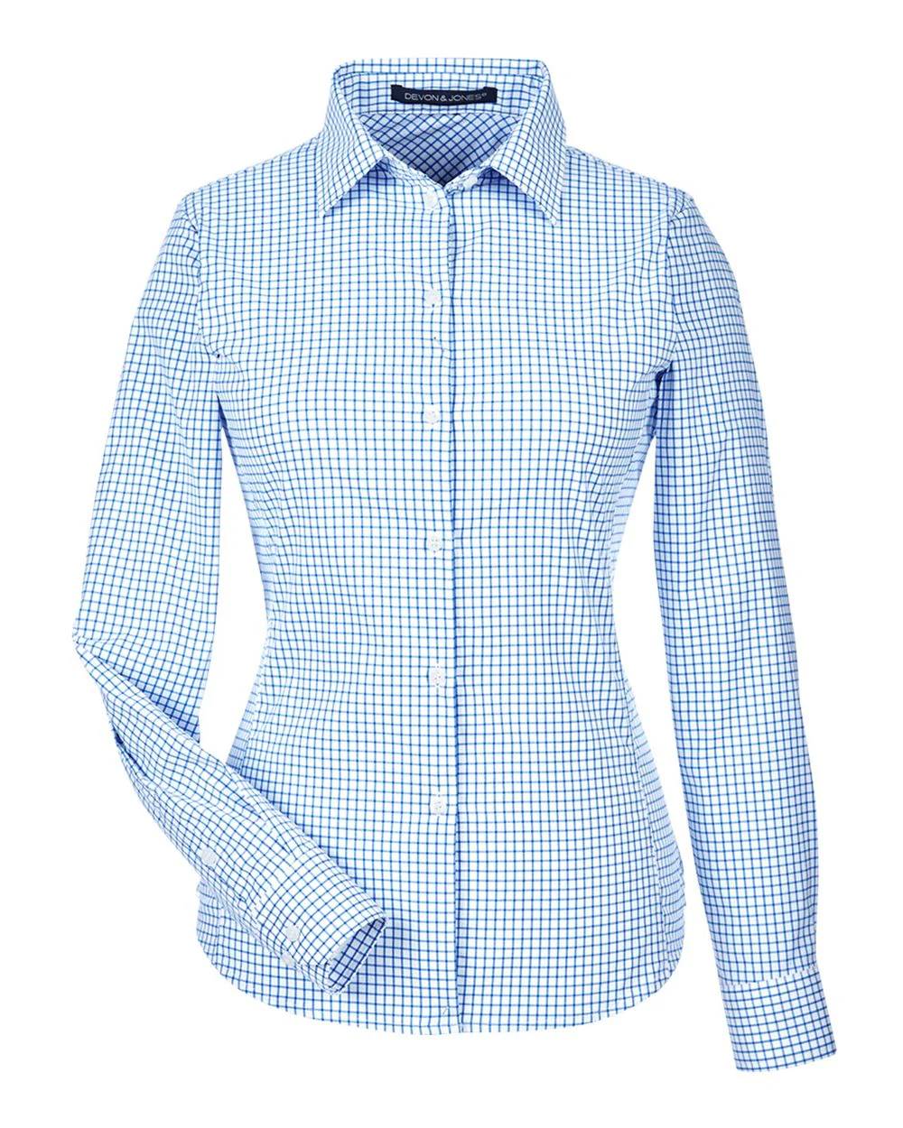 Devon & Jones-DG540W-Women's CrownLux Performance® Micro Windowpane Woven Dress Shirt - Image 6
