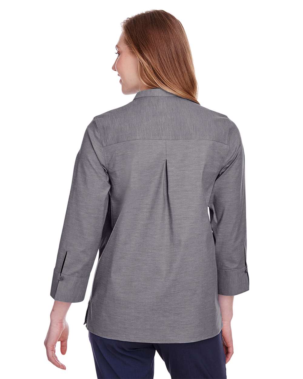 Devon & Jones-DG562W-Women's Crown Collection® Stretch Pinpoint Chambra Three-Quarter Sleeve Shirt - Image 10
