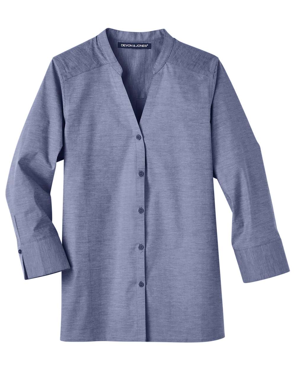 Devon & Jones-DG562W-Women's Crown Collection® Stretch Pinpoint Chambra Three-Quarter Sleeve Shirt - Image 11