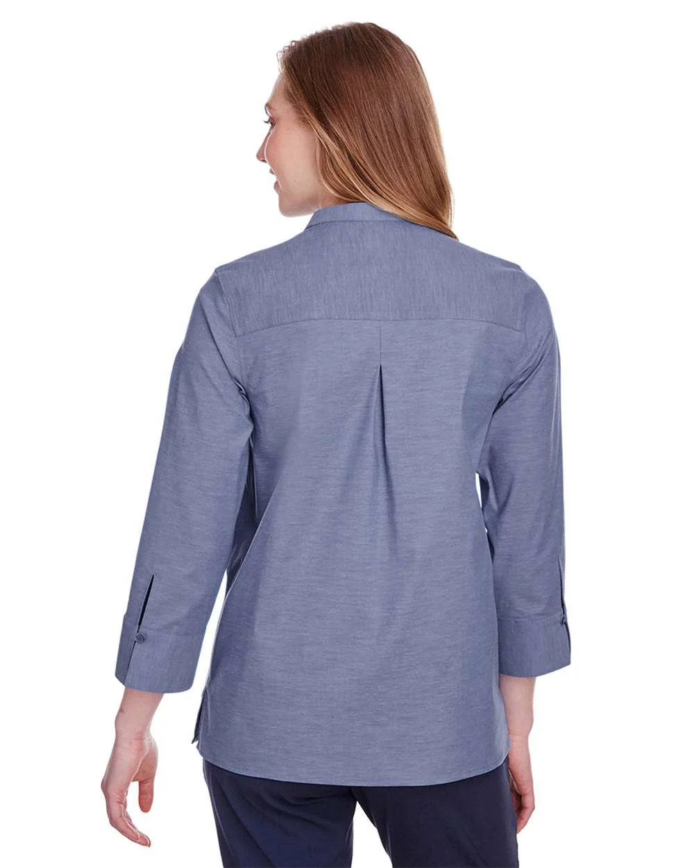 Devon & Jones-DG562W-Women's Crown Collection® Stretch Pinpoint Chambra Three-Quarter Sleeve Shirt - Image 15
