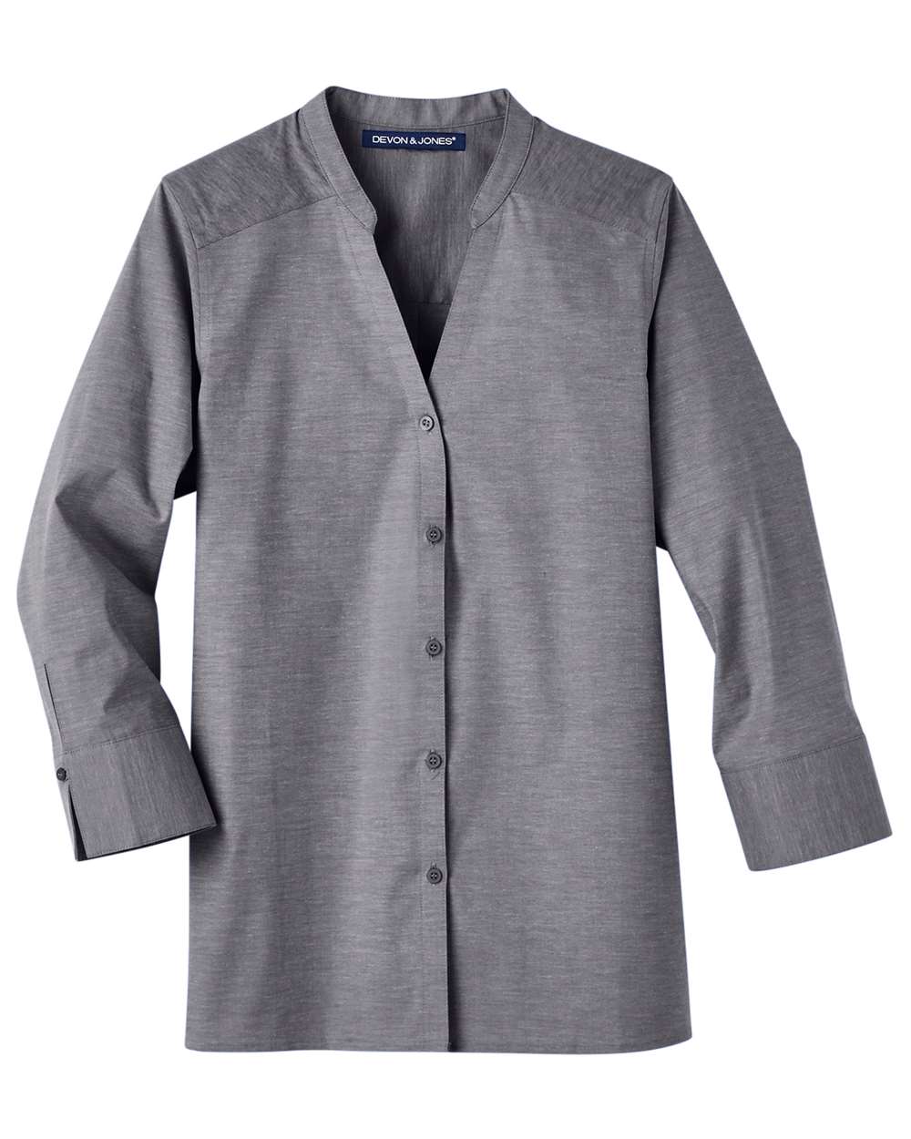 Devon & Jones-DG562W-Women's Crown Collection® Stretch Pinpoint Chambra Three-Quarter Sleeve Shirt - Image 6