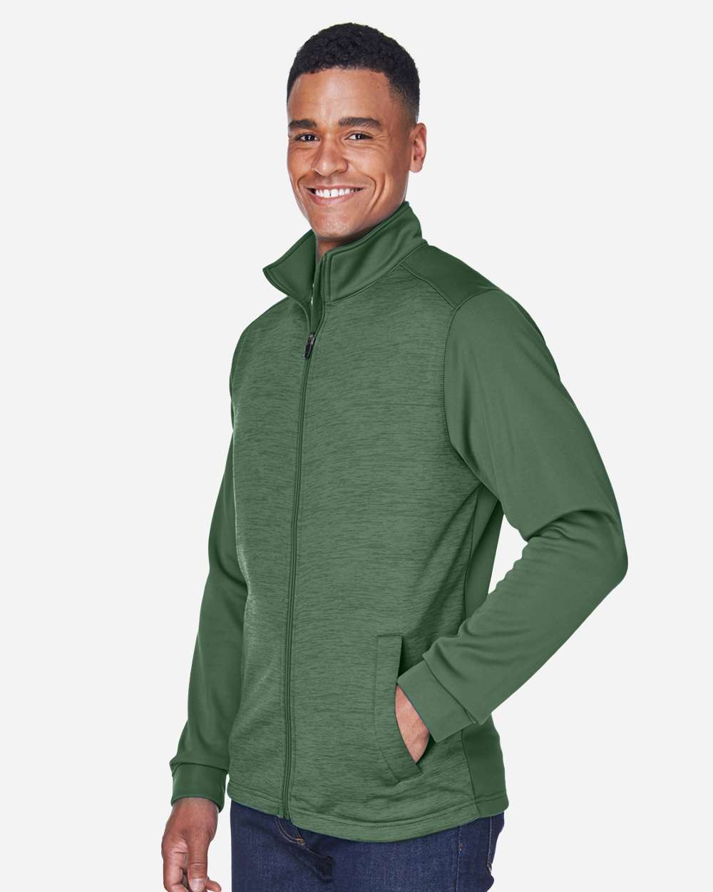 Devon & Jones-DG796-Men's Newbury Colorblock Mélange Fleece Full-Zip jacket - Image 10