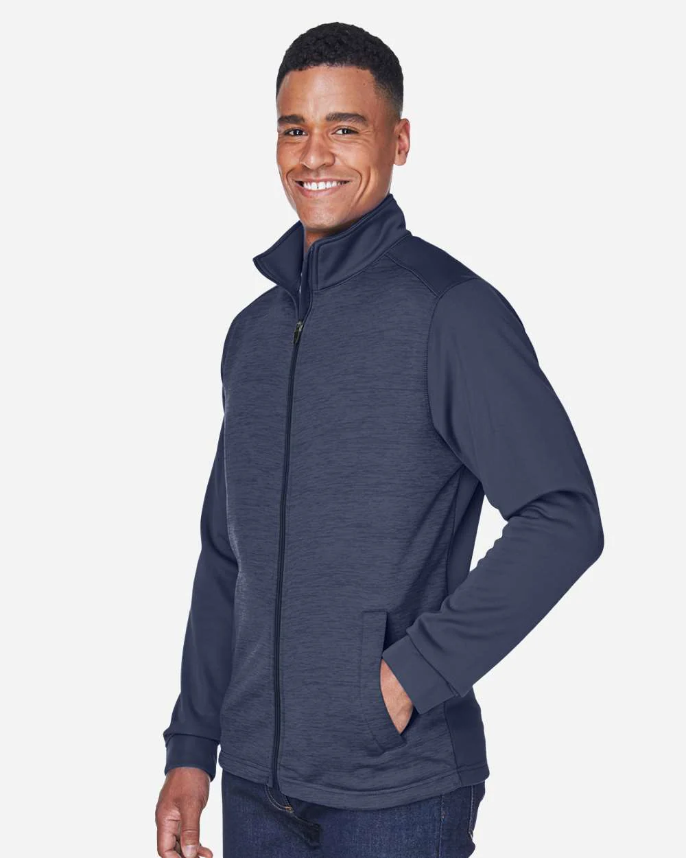 Devon & Jones-DG796-Men's Newbury Colorblock Mélange Fleece Full-Zip jacket - Image 20