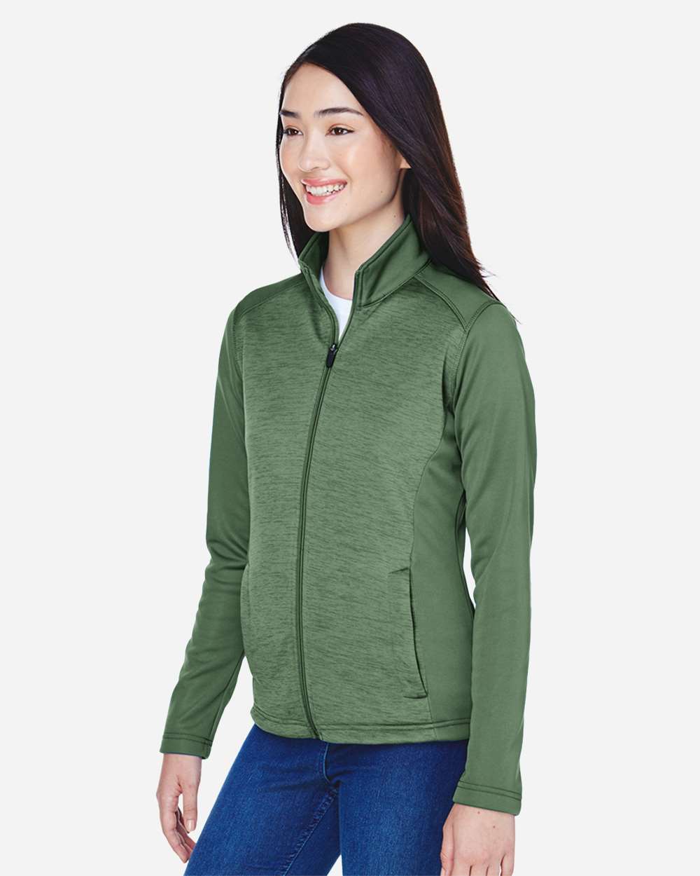 Devon & Jones-DG796W-Women's Newbury Colorblock Mélange Fleece Full-Zip Jacket - Image 10