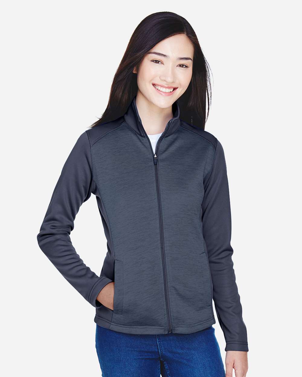 Devon & Jones-DG796W-Women's Newbury Colorblock Mélange Fleece Full-Zip Jacket - Image 19