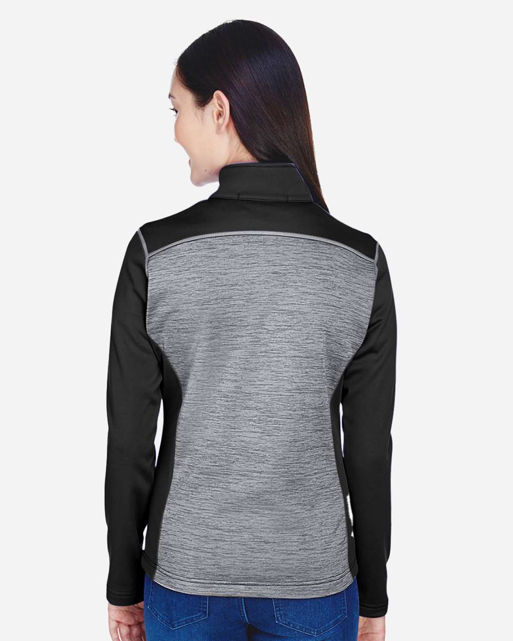 Devon & Jones-DG796W-Women's Newbury Colorblock Mélange Fleece Full-Zip Jacket - Image 5