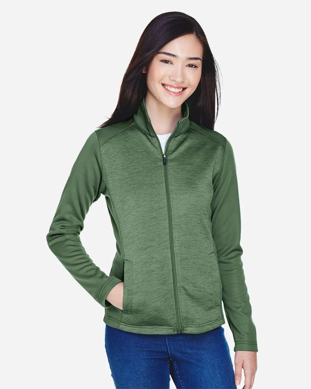 Devon & Jones-DG796W-Women's Newbury Colorblock Mélange Fleece Full-Zip Jacket - Image 9