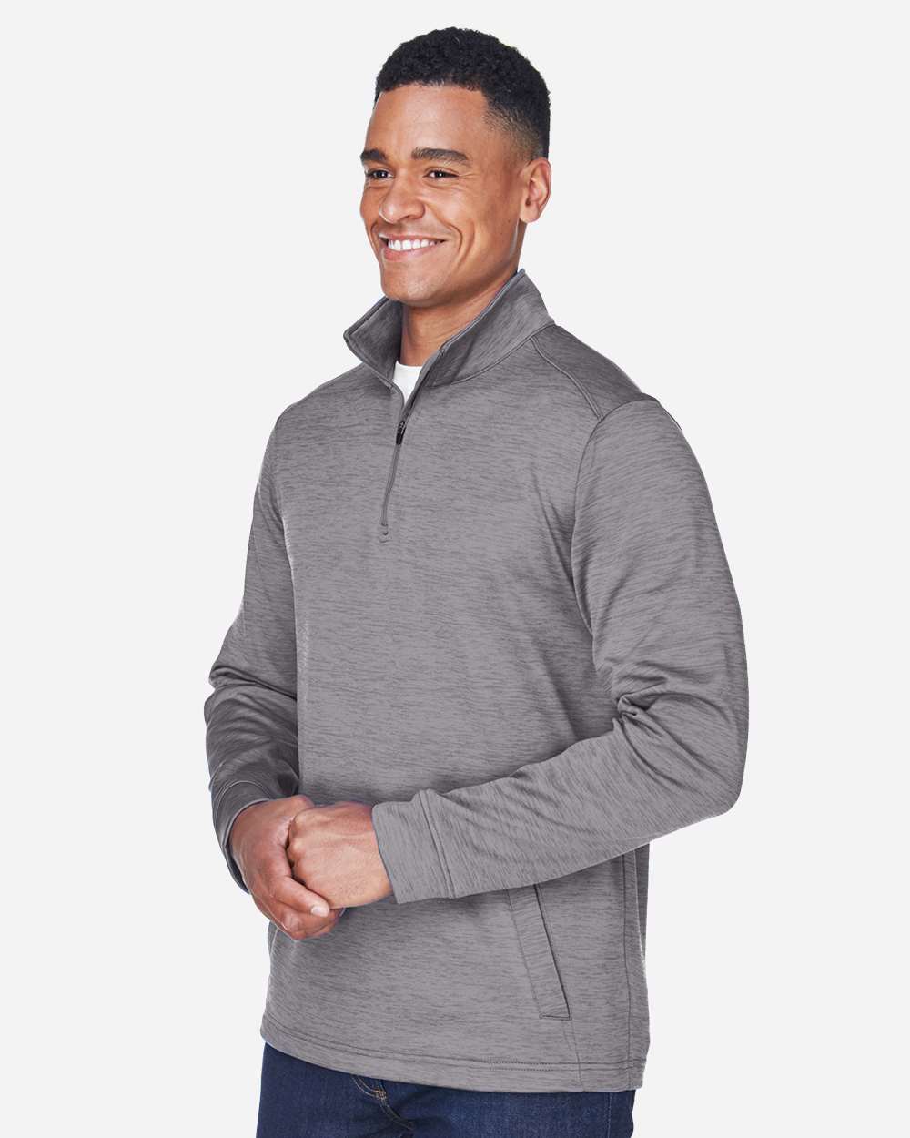 Devon & Jones-DG798-Men's Newbury Mélange Fleece Quarter-Zip Pullover - Image 10