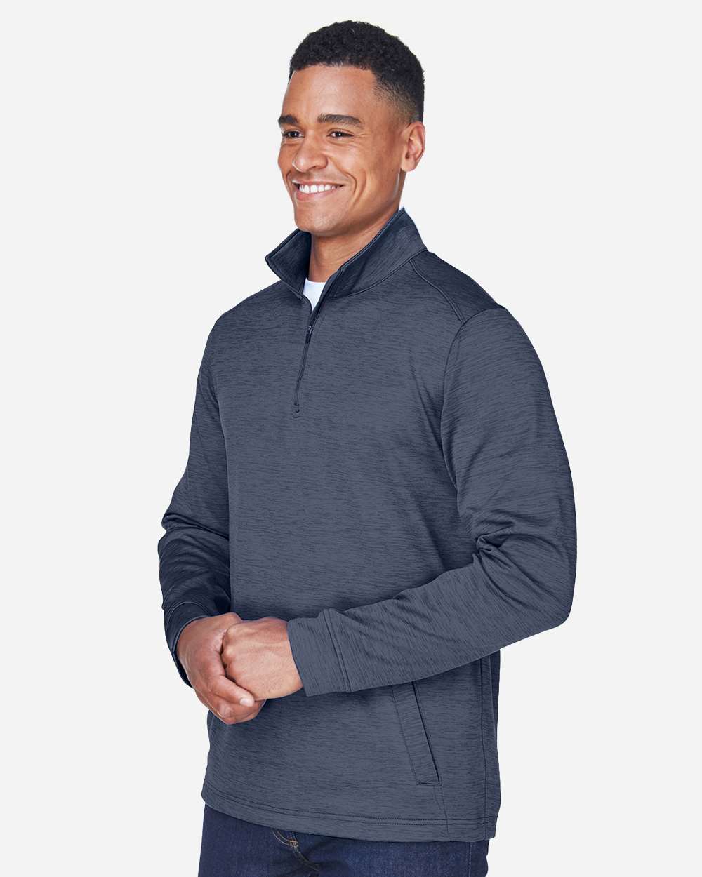 Devon & Jones-DG798-Men's Newbury Mélange Fleece Quarter-Zip Pullover - Image 25