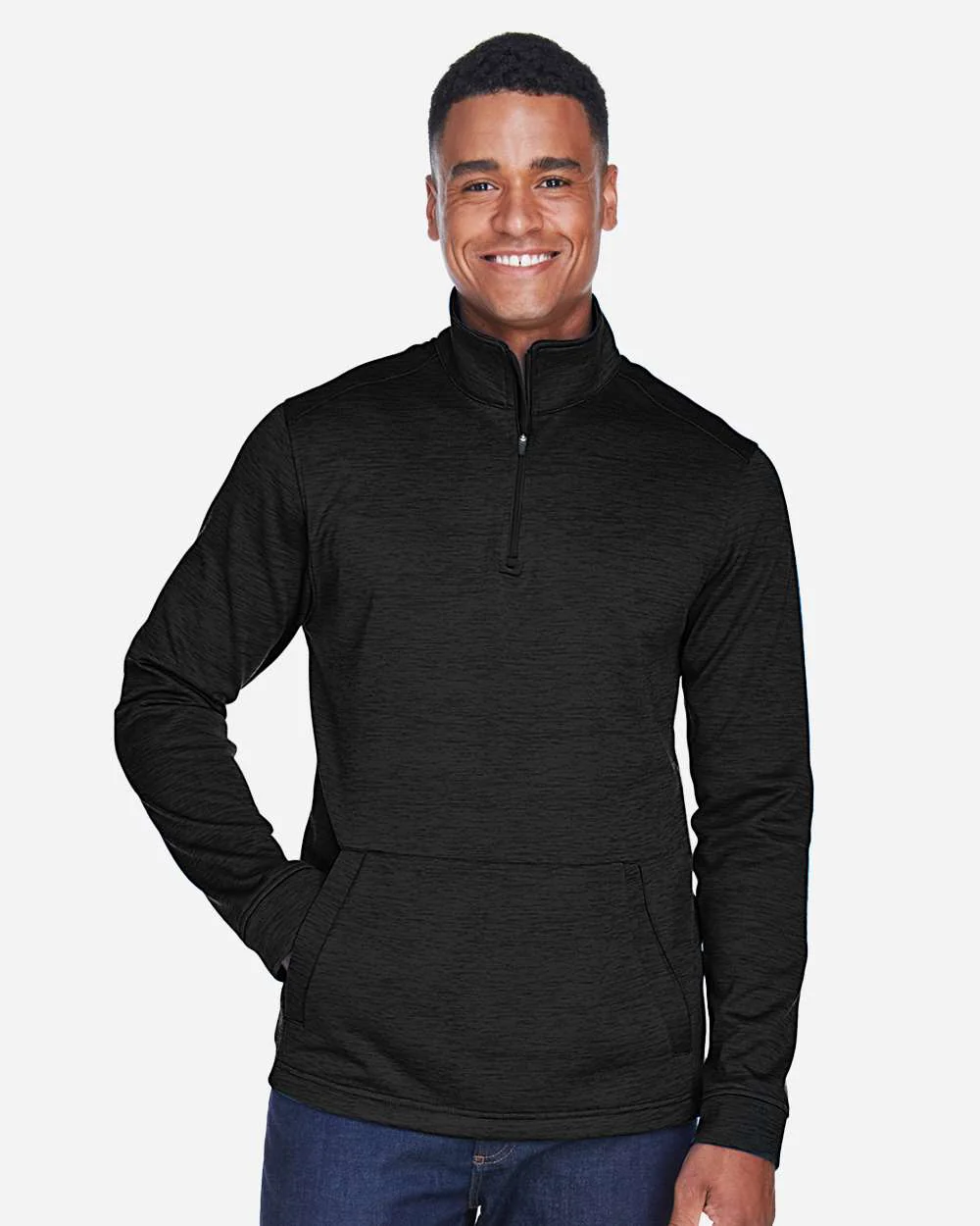 Devon & Jones-DG798-Men's Newbury Mélange Fleece Quarter-Zip Pullover - Image 3