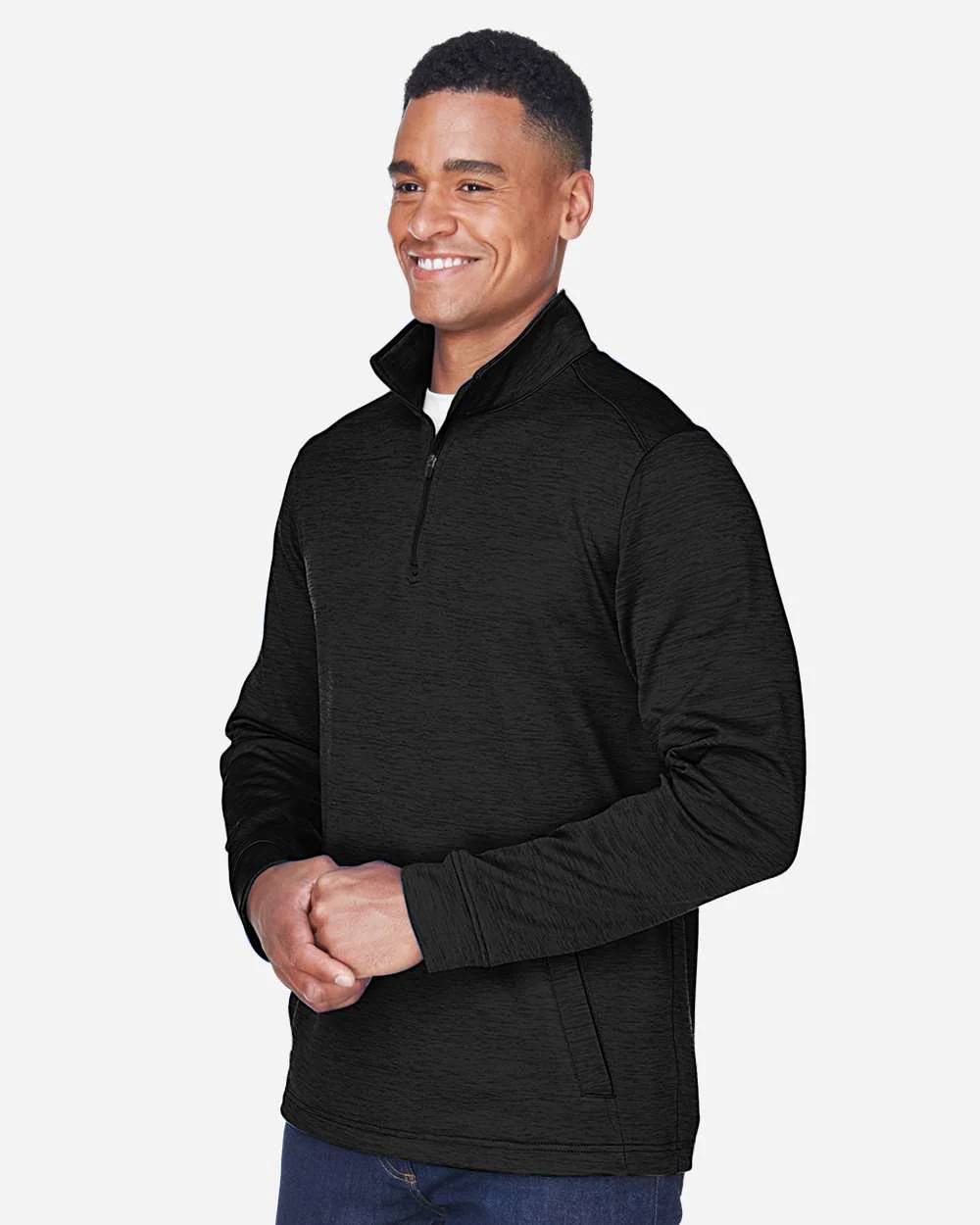 Devon & Jones-DG798-Men's Newbury Mélange Fleece Quarter-Zip Pullover - Image 4