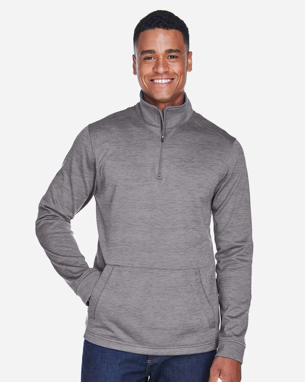 Devon & Jones-DG798-Men's Newbury Mélange Fleece Quarter-Zip Pullover - Image 9