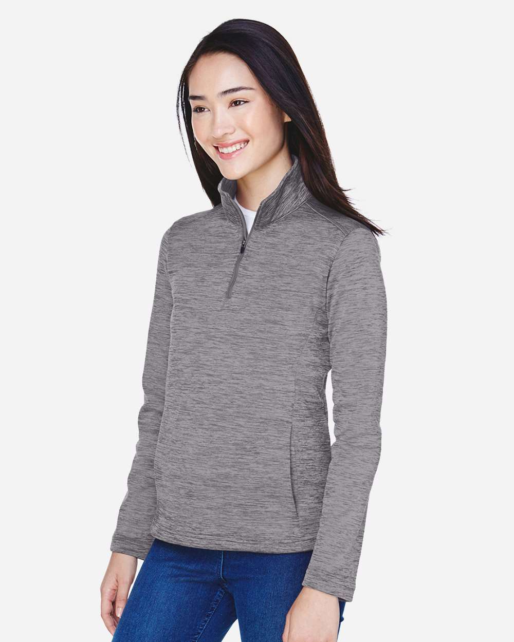 Devon & Jones-DG798W-Women's Newbury Mélange Fleece Quarter-Zip Pullover - Image 10