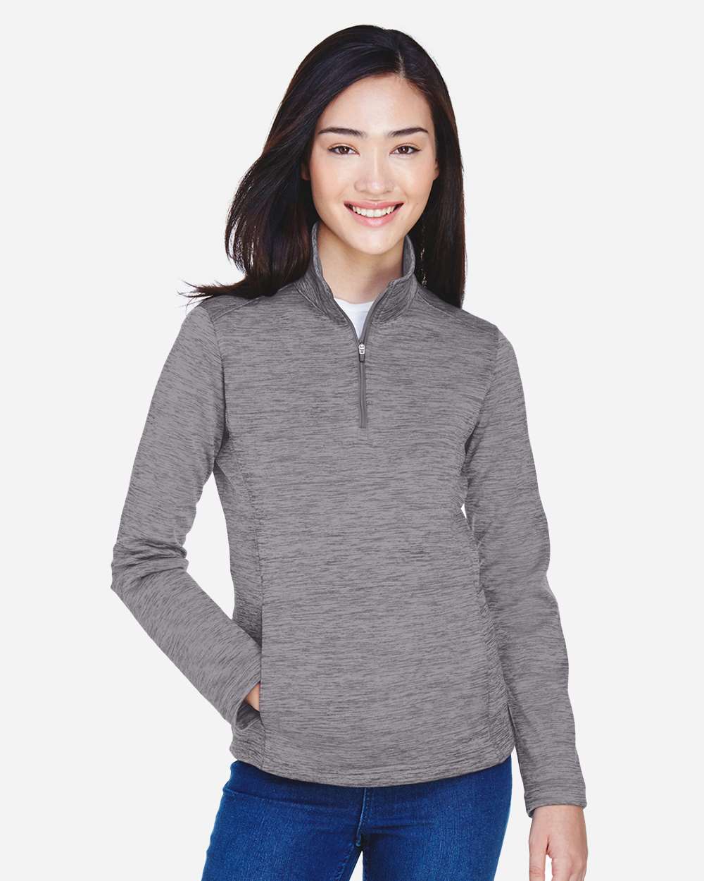 Devon & Jones-DG798W-Women's Newbury Mélange Fleece Quarter-Zip Pullover - Image 9