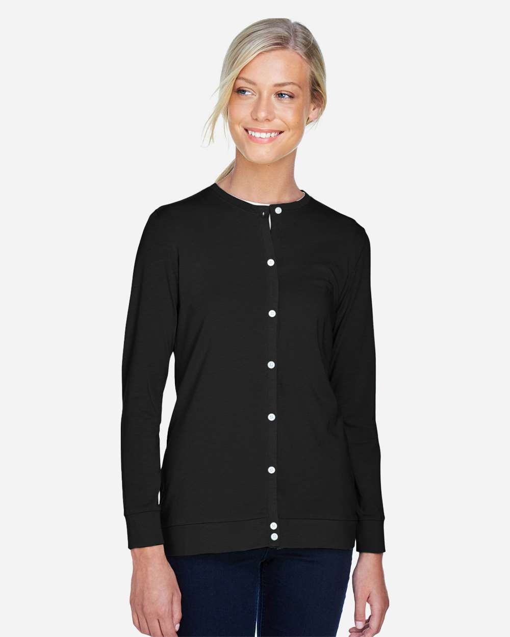 Devon & Jones-DP181W-Women's Perfect Fit™ Ribbon Cardigan - Image 3