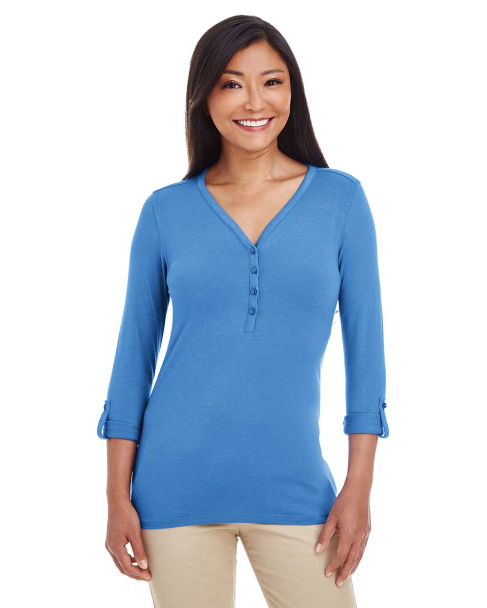 Devon & Jones-DP186W-Women's Perfect Fit™ Y-Placket Convertible Sleeve Knit Top - Image 10