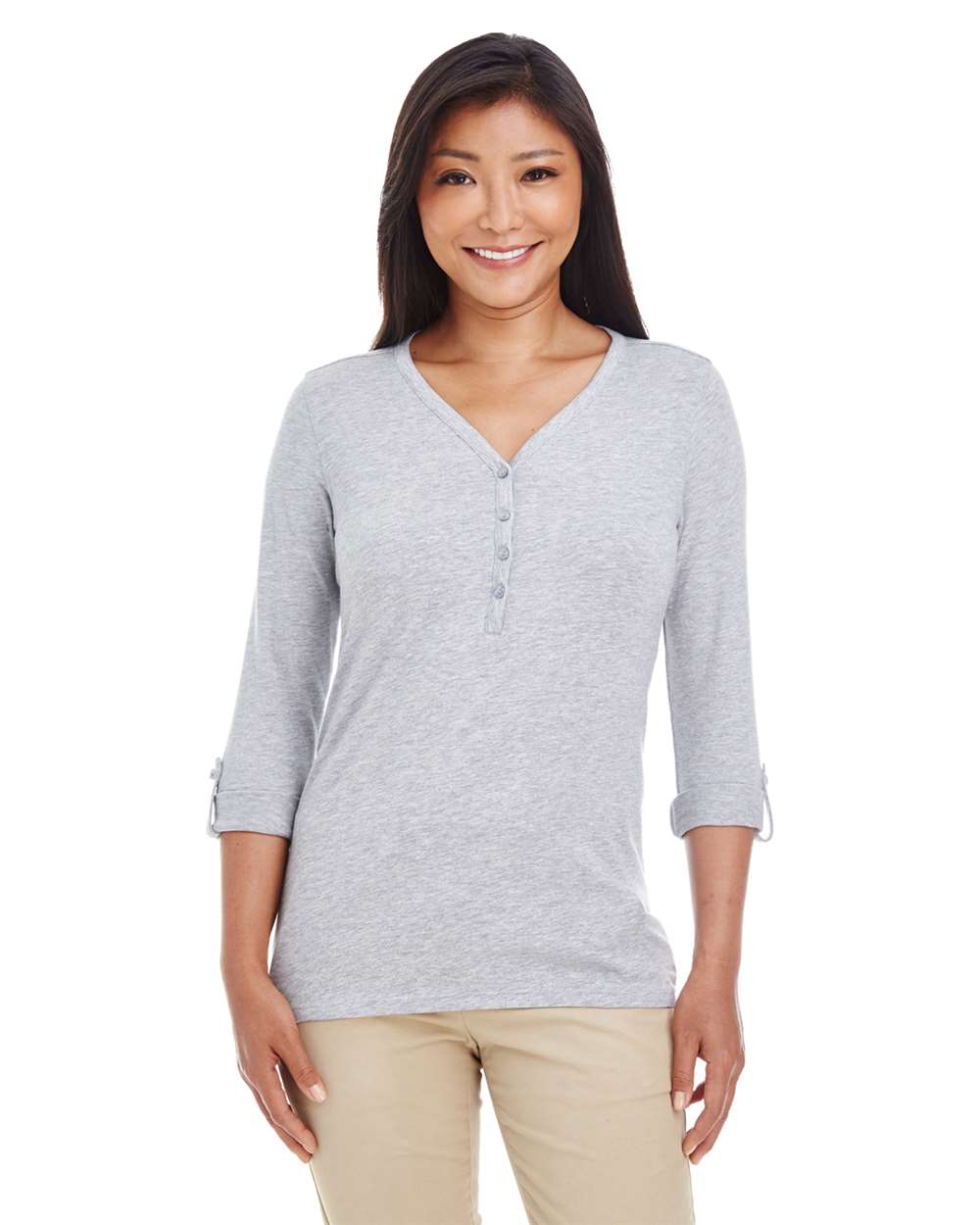 Devon & Jones-DP186W-Women's Perfect Fit™ Y-Placket Convertible Sleeve Knit Top - Image 14