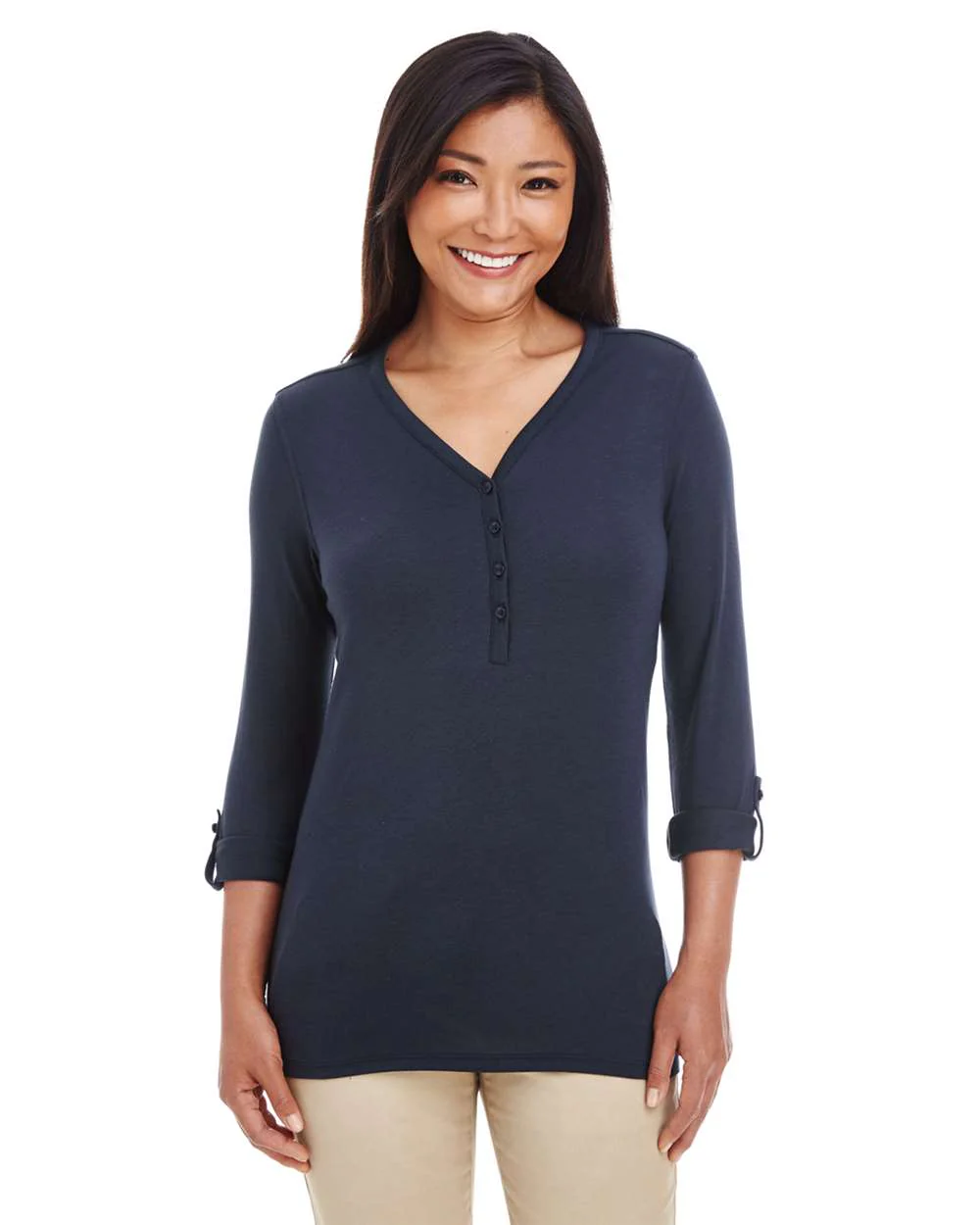 Devon & Jones-DP186W-Women's Perfect Fit™ Y-Placket Convertible Sleeve Knit Top - Image 18