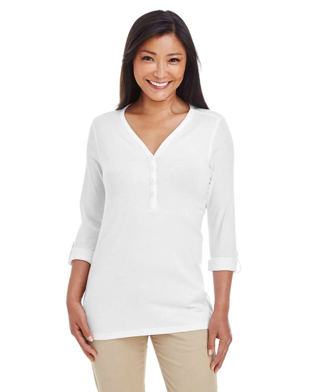Devon & Jones-DP186W-Women's Perfect Fit™ Y-Placket Convertible Sleeve Knit Top - Image 22