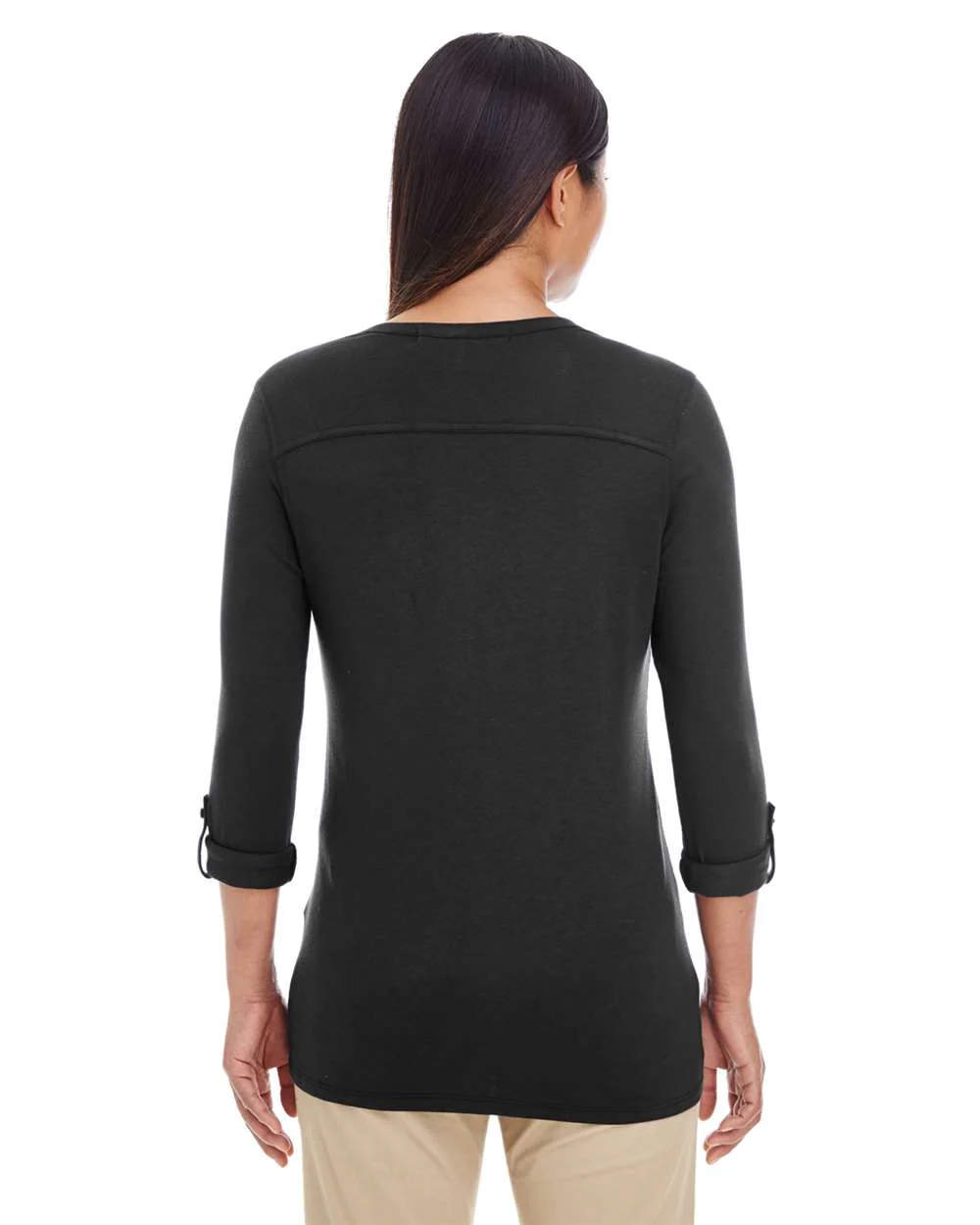 Devon & Jones-DP186W-Women's Perfect Fit™ Y-Placket Convertible Sleeve Knit Top - Image 3