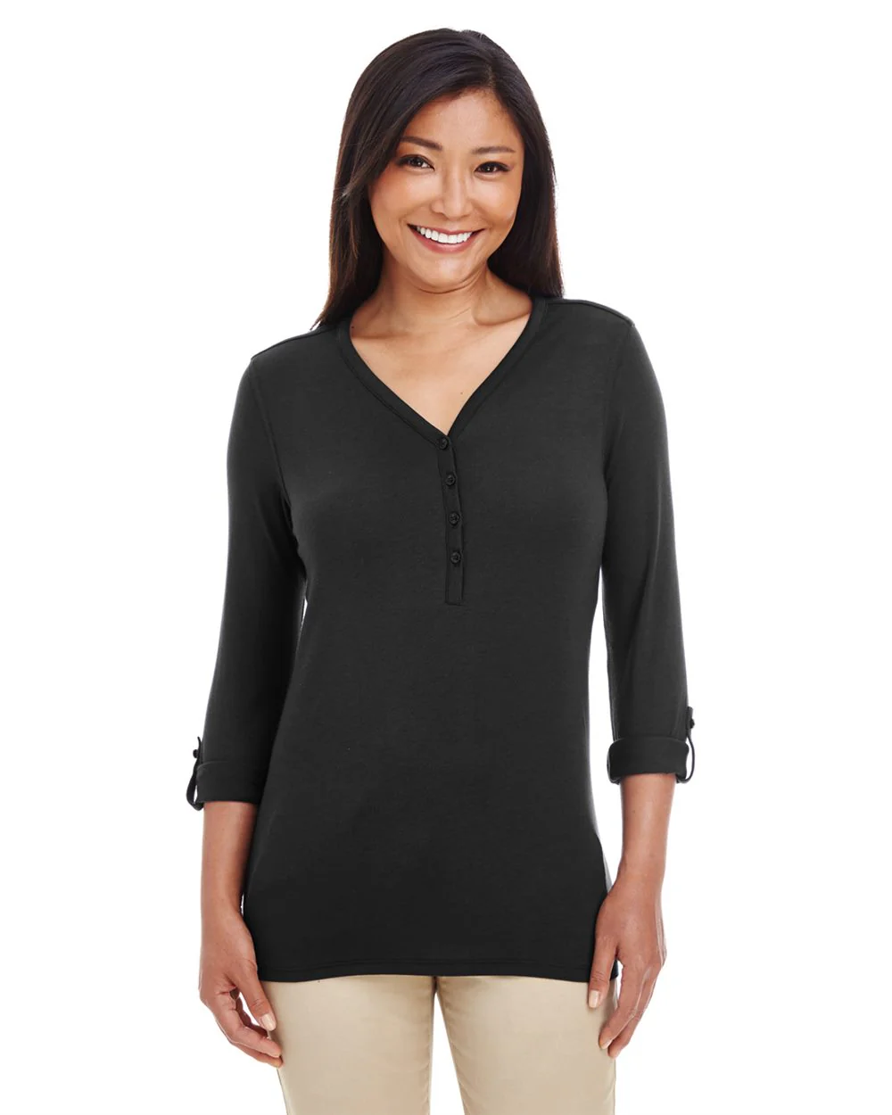 Devon & Jones-DP186W-Women's Perfect Fit™ Y-Placket Convertible Sleeve Knit Top - Image 4
