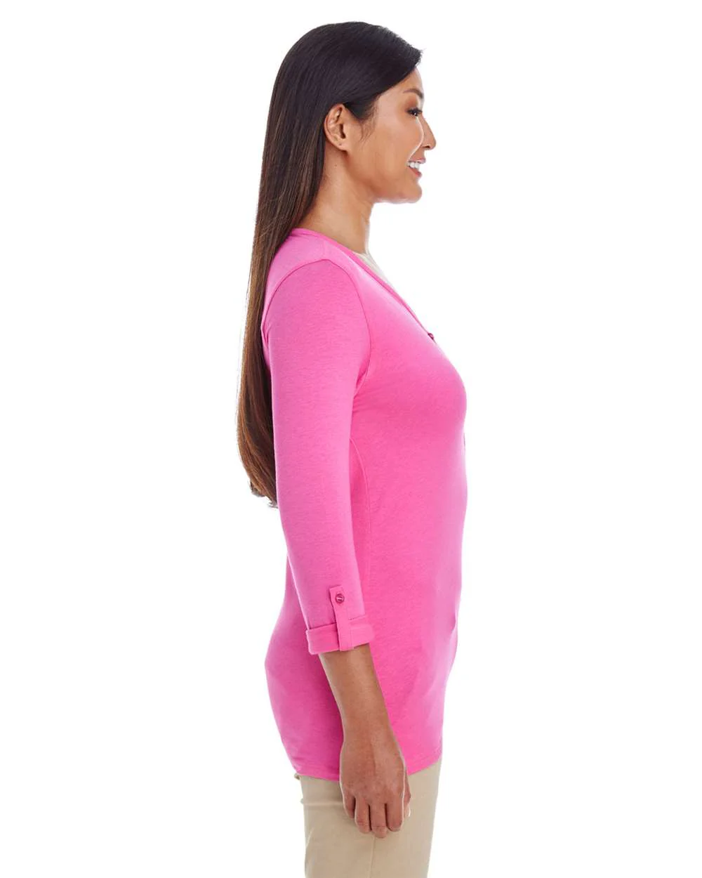 Devon & Jones-DP186W-Women's Perfect Fit™ Y-Placket Convertible Sleeve Knit Top - Image 7