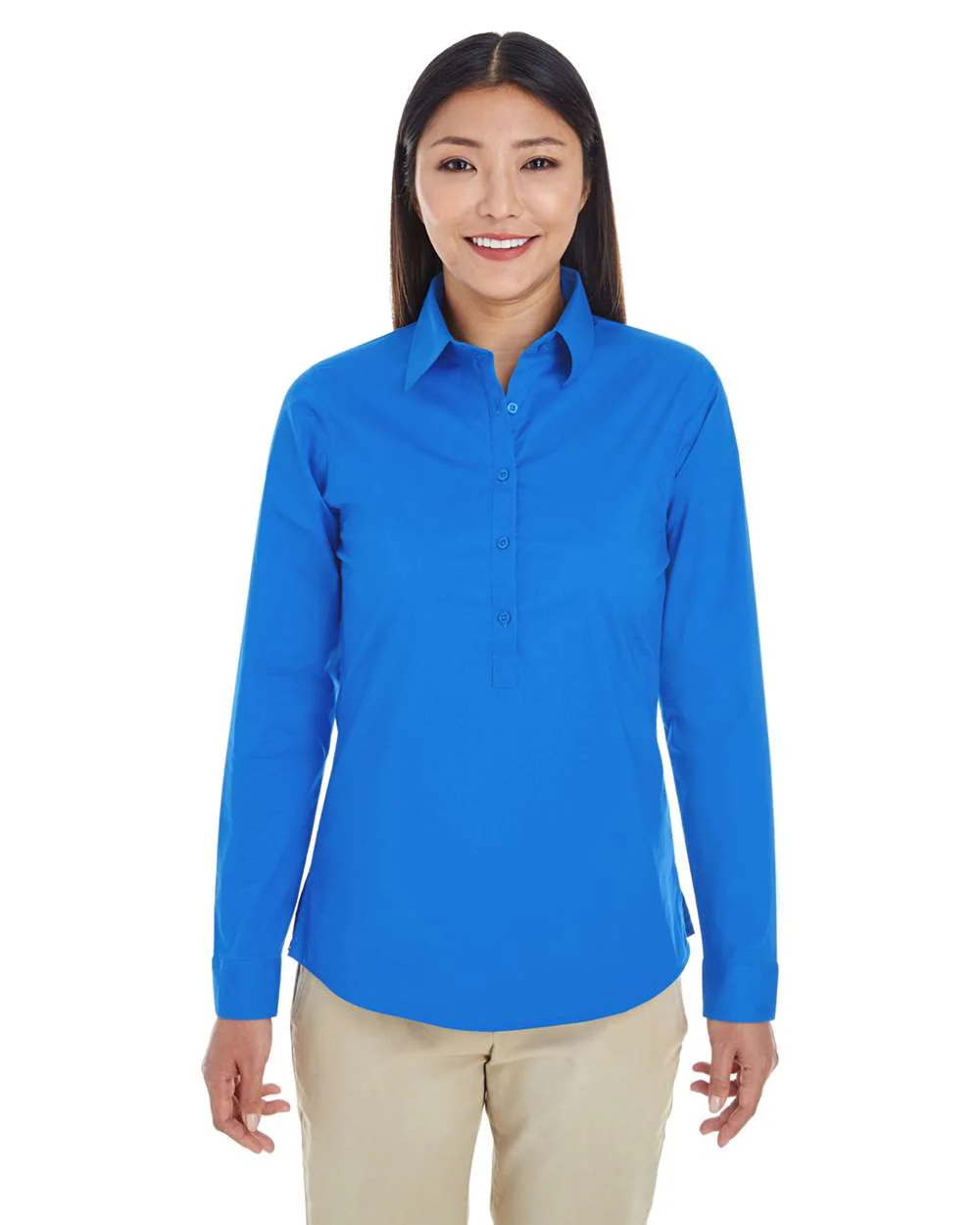 Devon & Jones-DP610W-Women's Perfect Fit™ Half-Placket Tunic Dress Shirt - Image 3