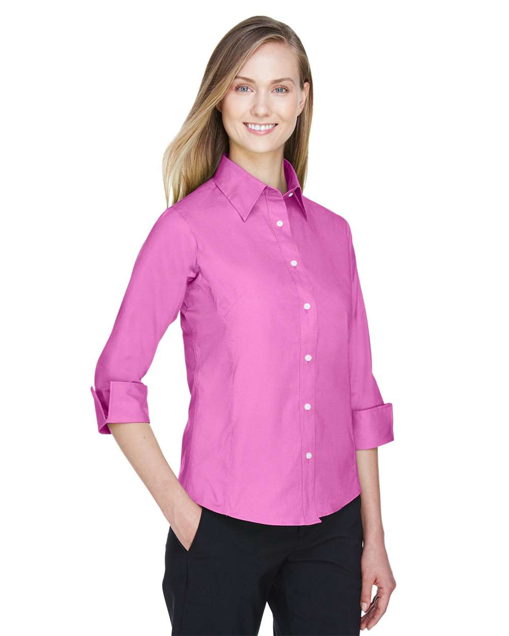 Devon & Jones-DP625W-Women's Perfect Fit™ Three-Quarter Sleeve Stretch Poplin Dress Shirt - Image 10
