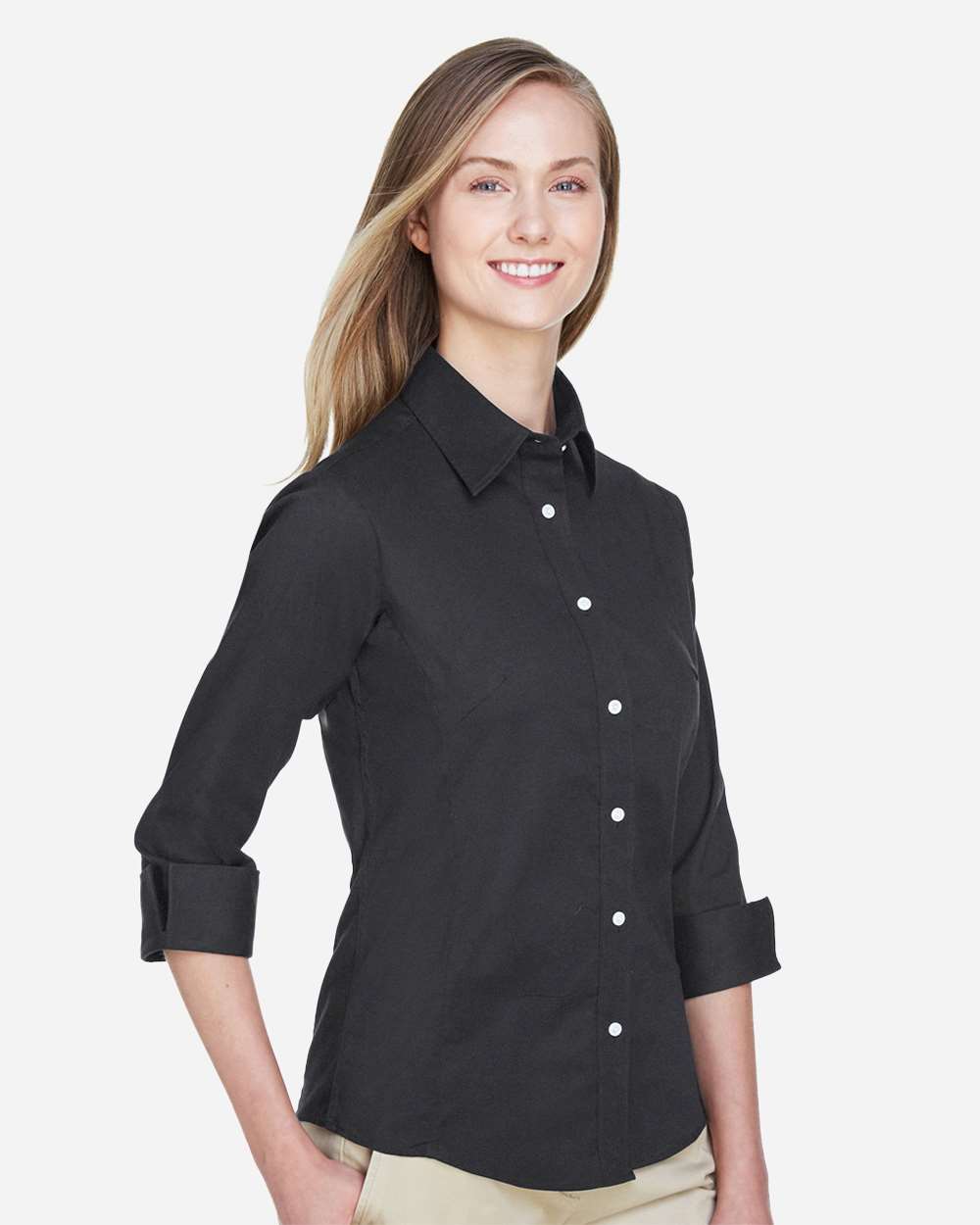 Devon & Jones-DP625W-Women's Perfect Fit™ Three-Quarter Sleeve Stretch Poplin Dress Shirt - Image 4