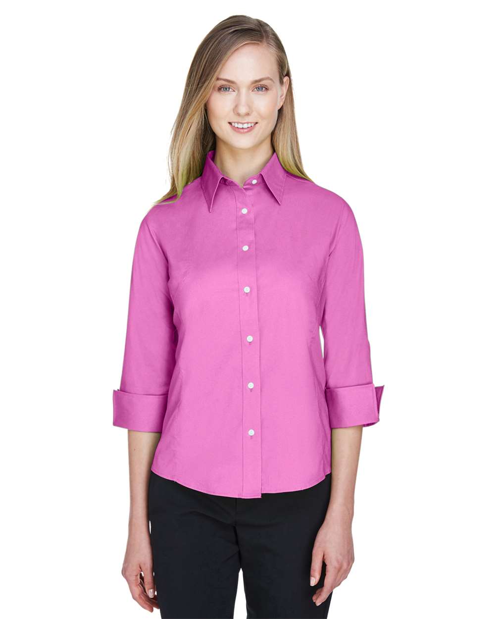 Devon & Jones-DP625W-Women's Perfect Fit™ Three-Quarter Sleeve Stretch Poplin Dress Shirt - Image 9