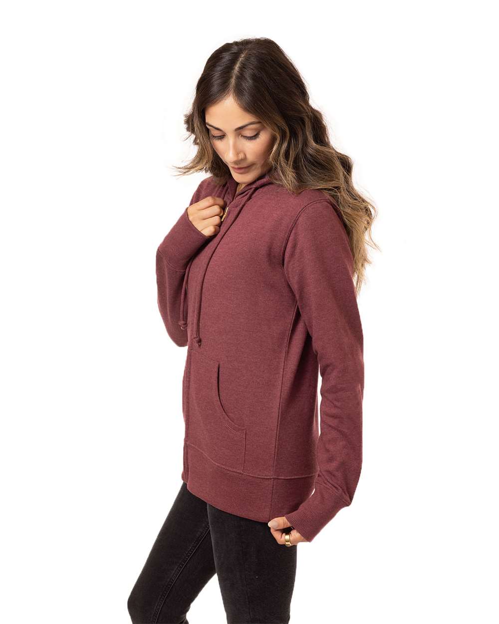 Econscious-EC4580-Women's Heathered Full-Zip Hooded Sweatshirt - Image 2