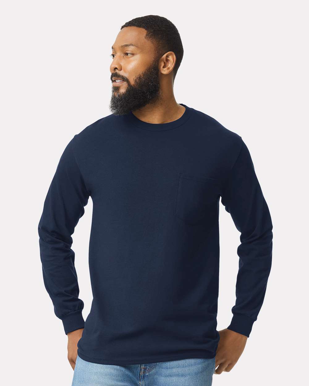 Gildan-2410-Ultra Cotton® Long Sleeve Pocket T-Shirt - Image 11