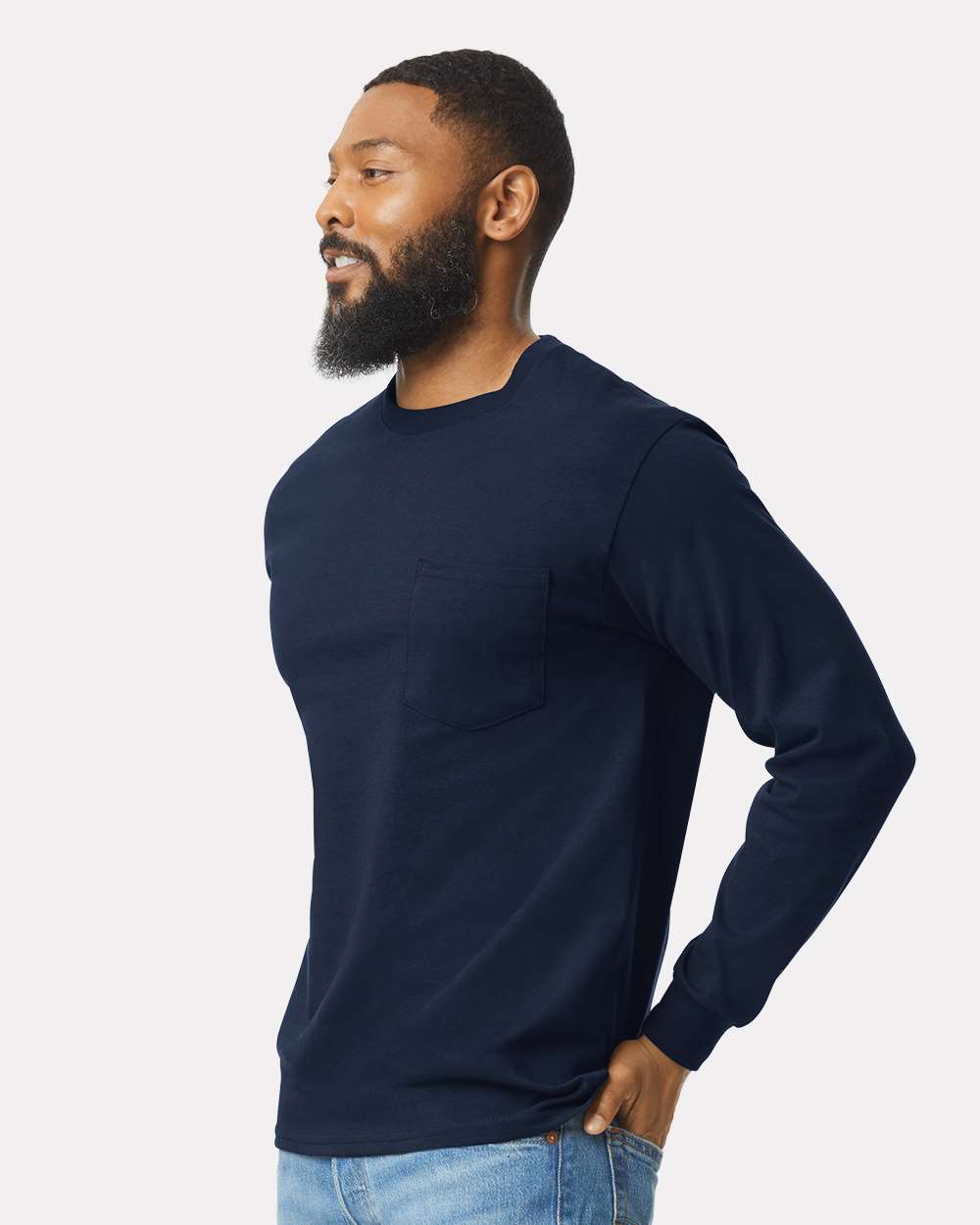 Gildan-2410-Ultra Cotton® Long Sleeve Pocket T-Shirt - Image 12