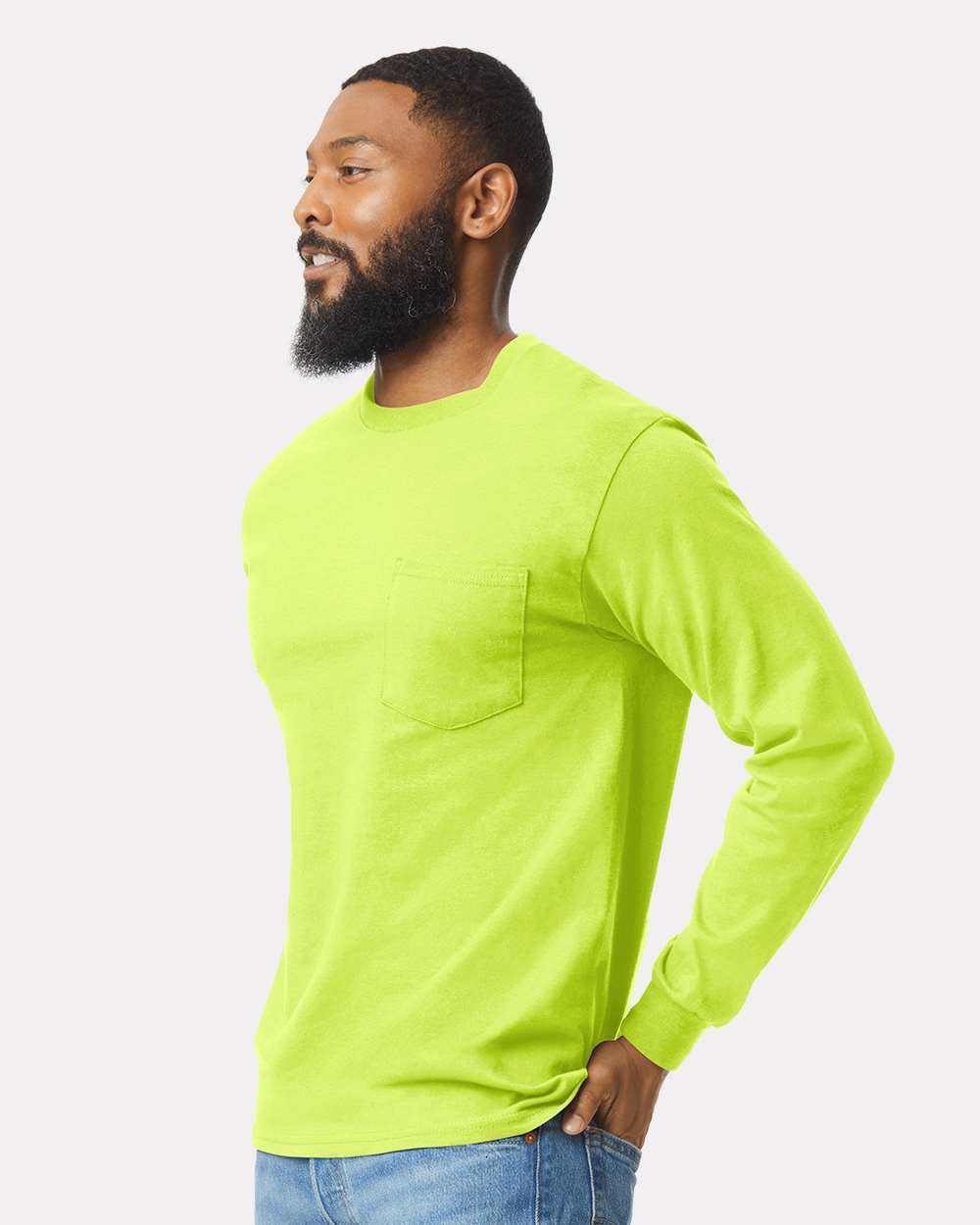 Gildan-2410-Ultra Cotton® Long Sleeve Pocket T-Shirt - Image 18