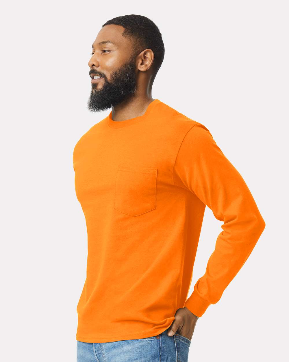 Gildan-2410-Ultra Cotton® Long Sleeve Pocket T-Shirt - Image 24