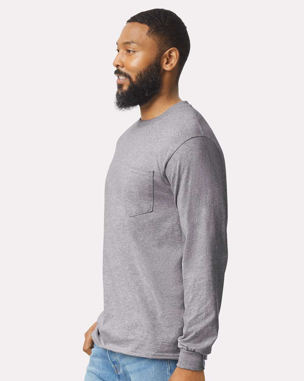Gildan-2410-Ultra Cotton® Long Sleeve Pocket T-Shirt - Image 30