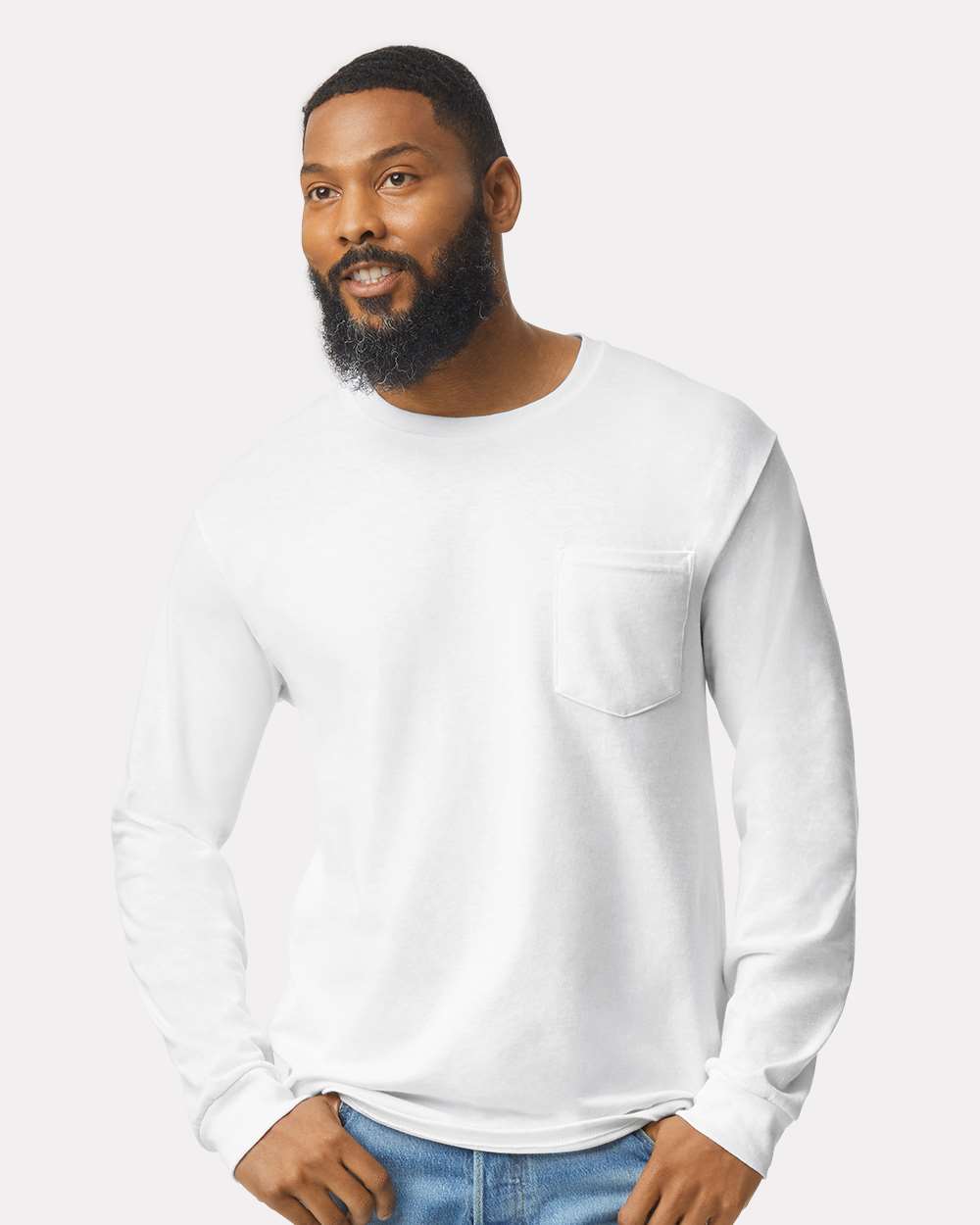 Gildan-2410-Ultra Cotton® Long Sleeve Pocket T-Shirt - Image 35