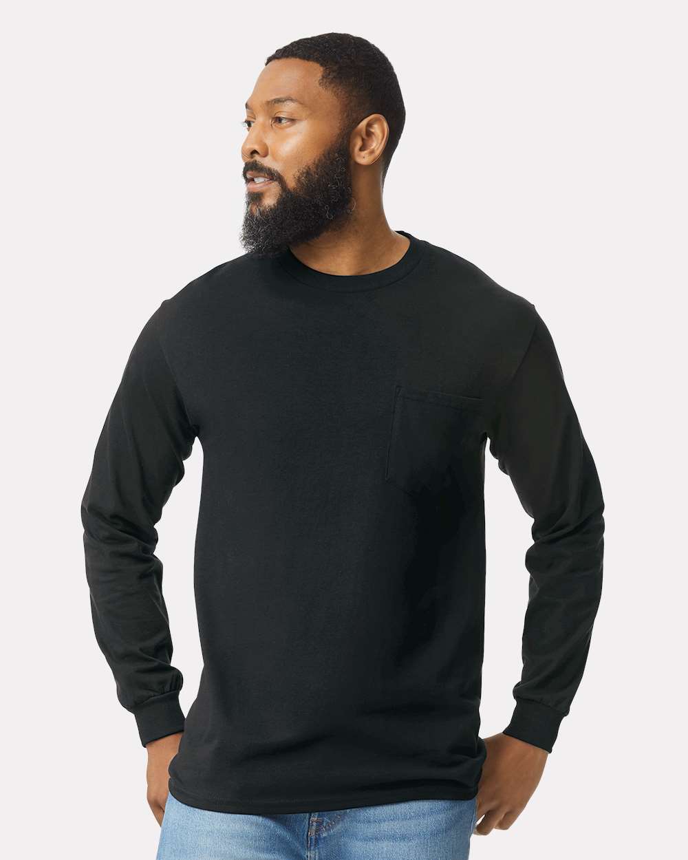 Gildan-2410-Ultra Cotton® Long Sleeve Pocket T-Shirt - Image 4