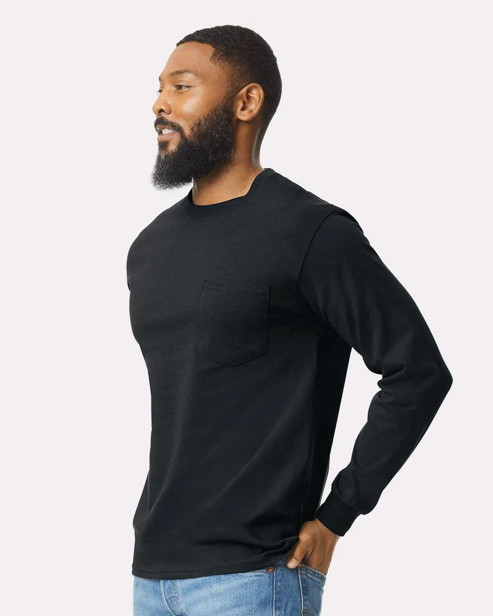 Gildan-2410-Ultra Cotton® Long Sleeve Pocket T-Shirt - Image 5