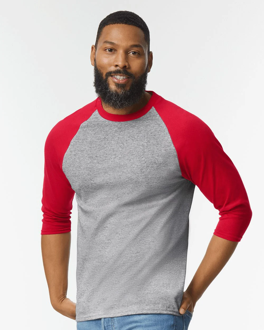 Gildan-5700-Heavy Cotton™ Raglan Three-Quarter Sleeve T-Shirt - Image 4