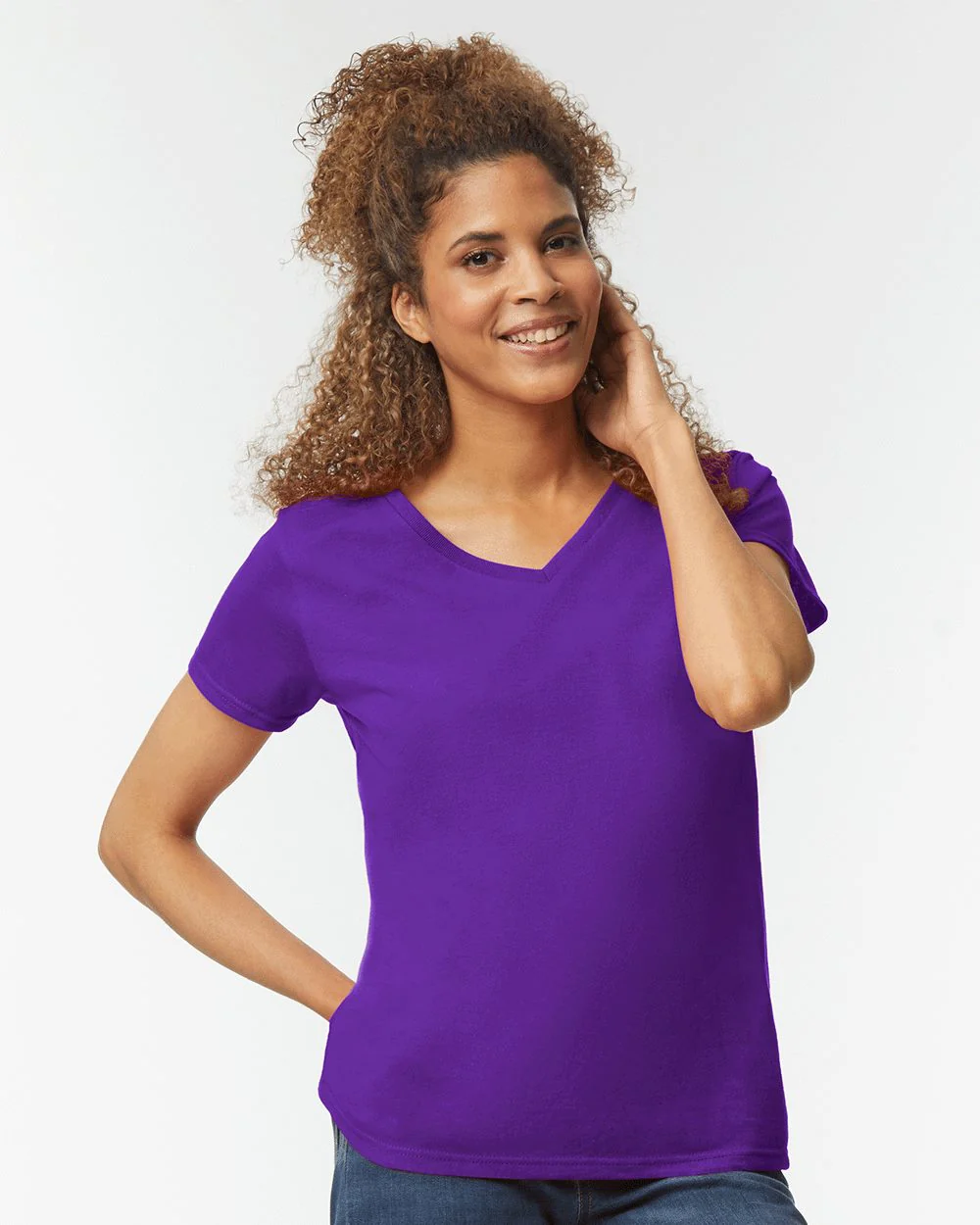 Gildan-5V00L-Heavy Cotton™ Women’s V-Neck T-Shirt - Image 4